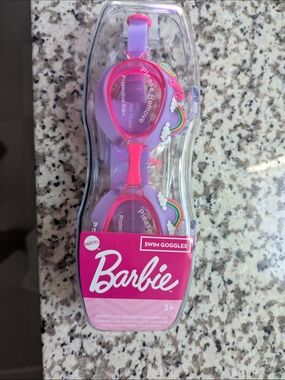 Barbie Kids Swim Goggles in Pink and Purple with Rainbow Charms